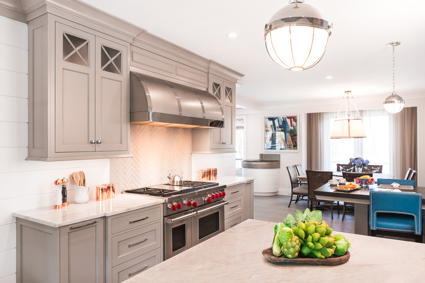 Custom ship's wheel cabinetry