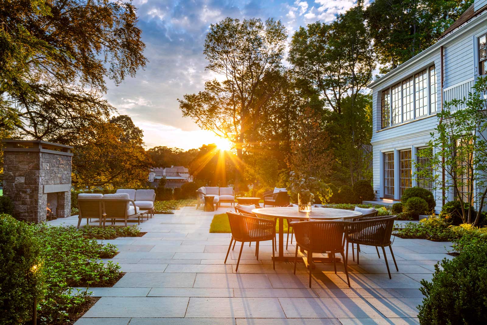 Chestnut Hill Classic Shingle Antique Home - Patio designed by Dan Gordon Landscape Architects