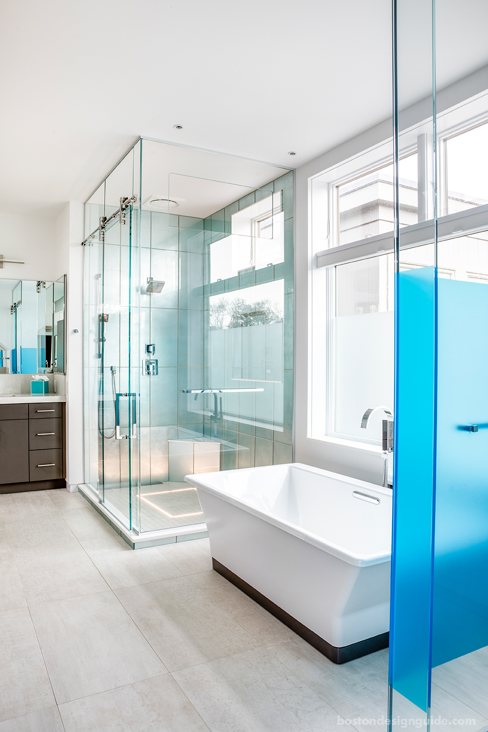 Contemporary glass bathroom for beach house