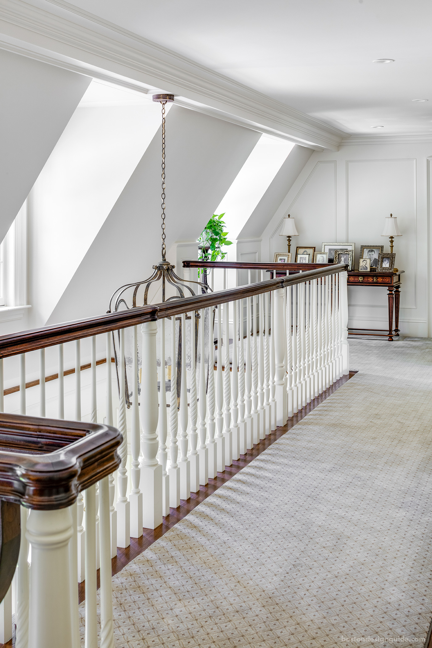 Stair hall in a classic Wellesley home