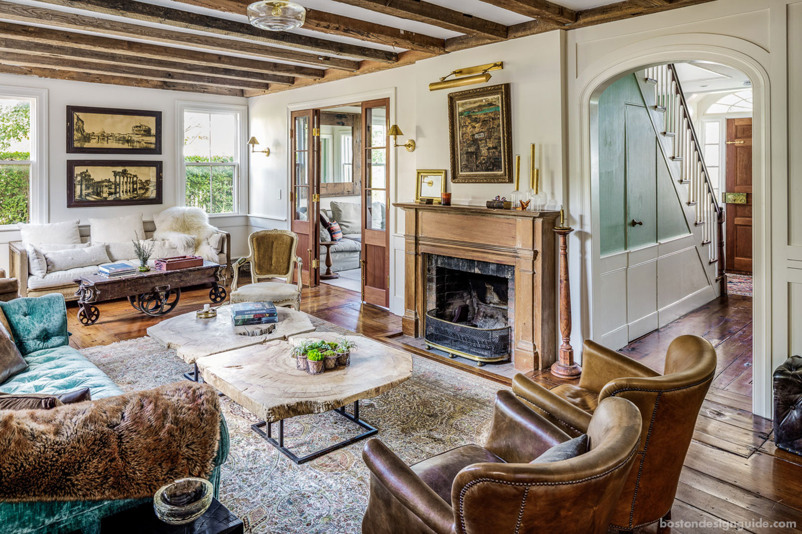 Living room restoration on Cape Cod by Bannon Builders