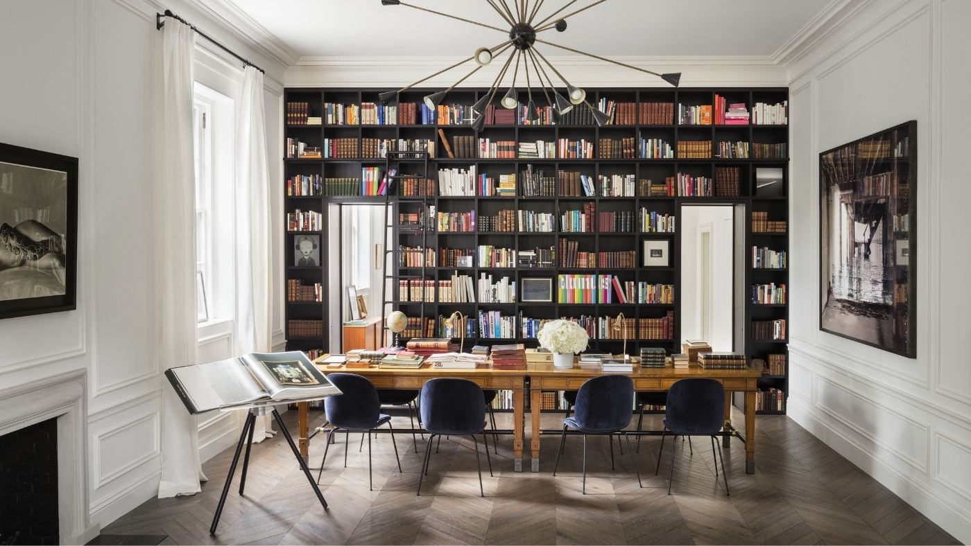 Spacious custom library and study