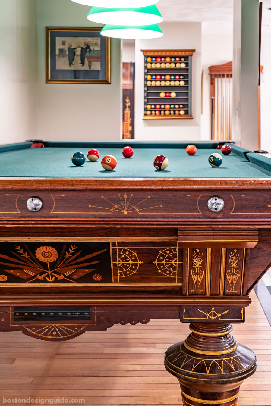 Restored tables at Boston Billiard Emporium