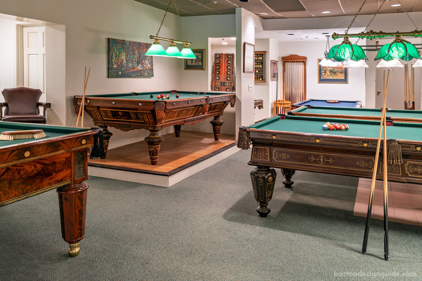 The showroom at Boston Billiard Emporium