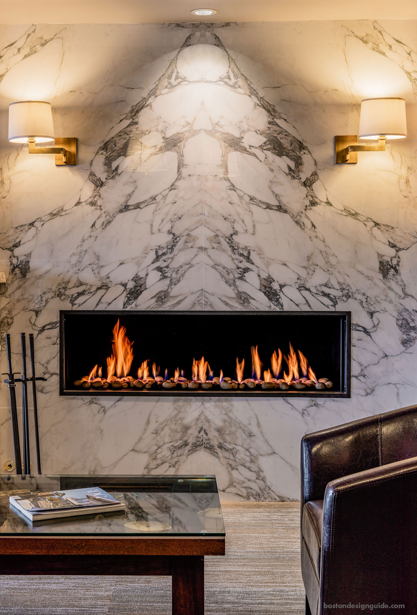 Contemporary fireplace at Boston Fine Home Details, Zero Clearance Direct Vent Fireplace