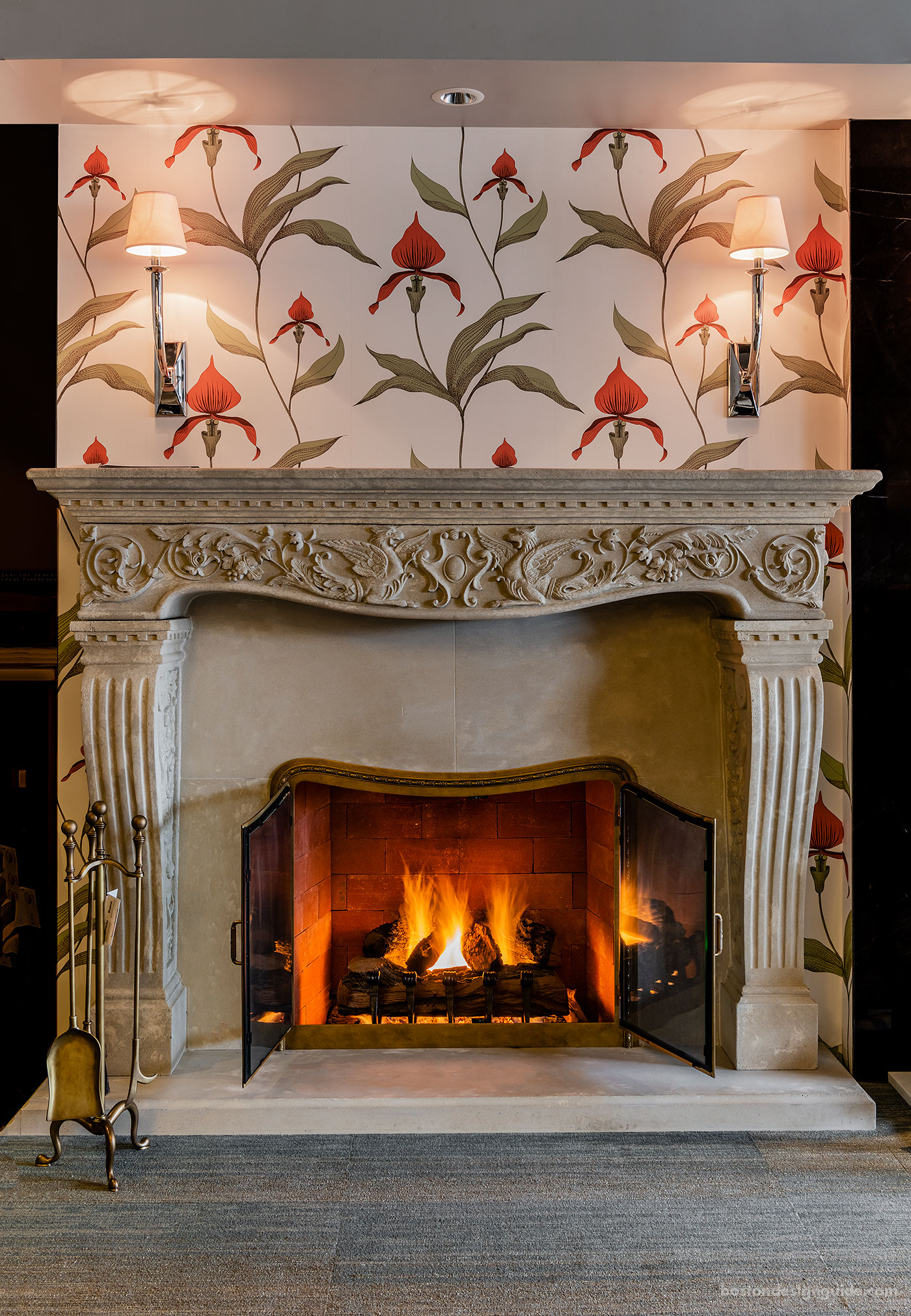 Traditional gas log fireplace by Boston Fine Home Details