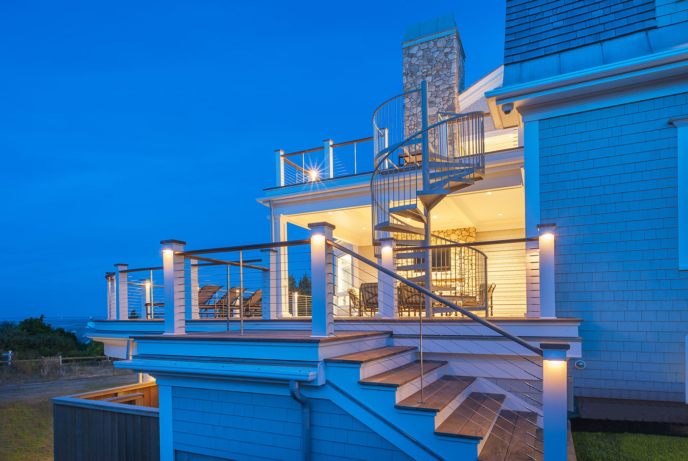 Cape Cod custom home and multi-level deck constructed by Cape Dreams Building and Design 