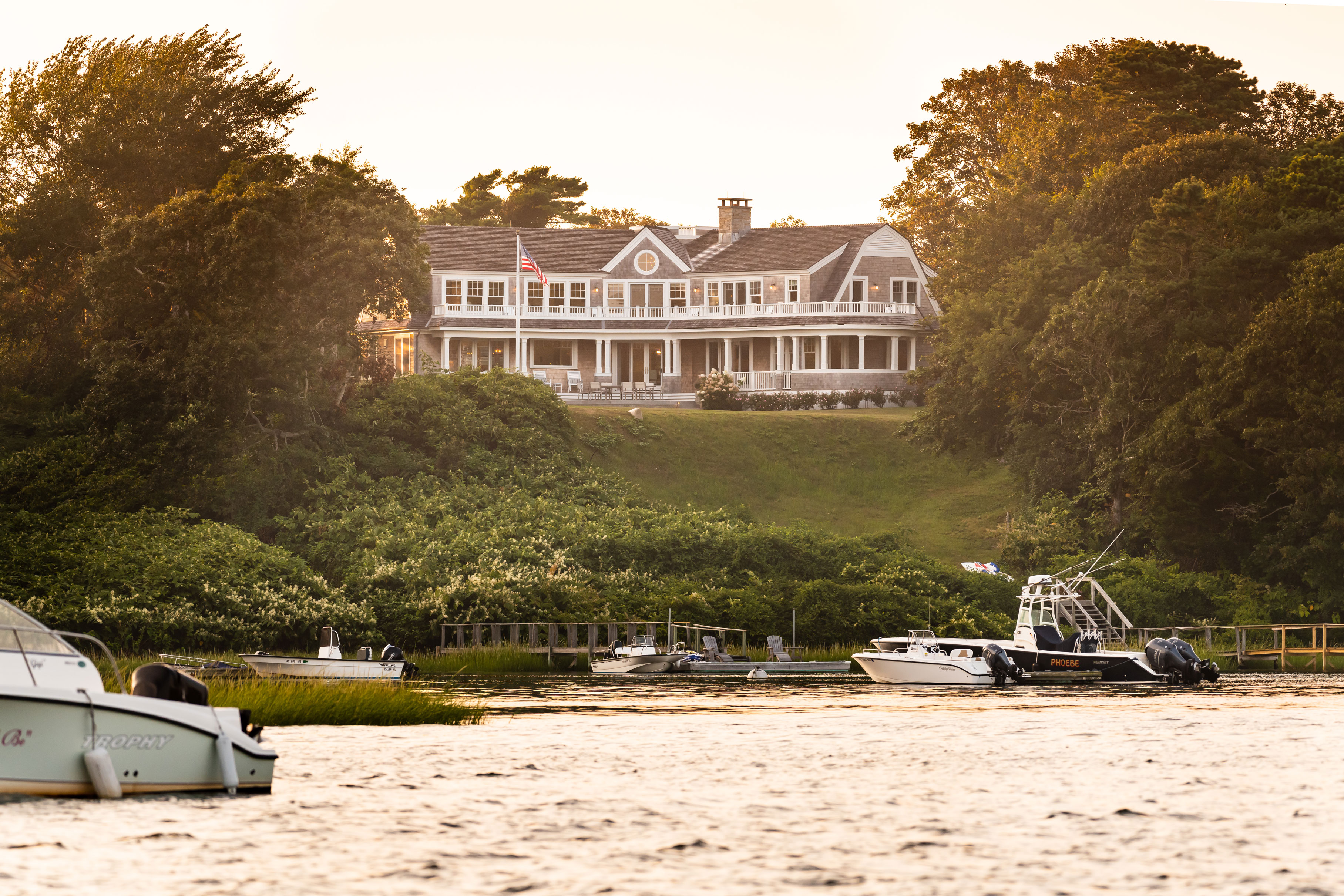 View of cape cod house from the water