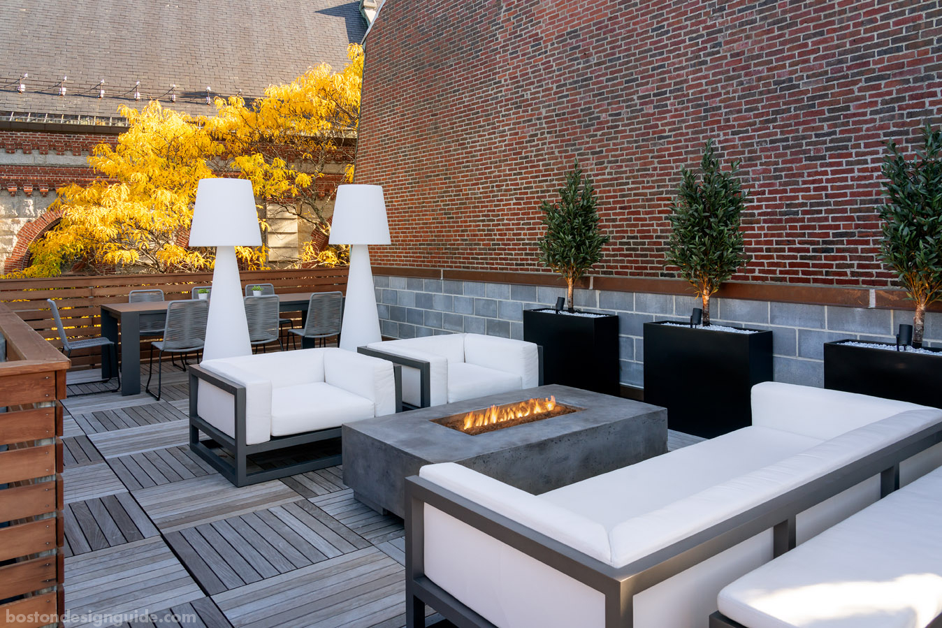 Upscale Boston row house roof deck built by Columbia Contracting Corp.