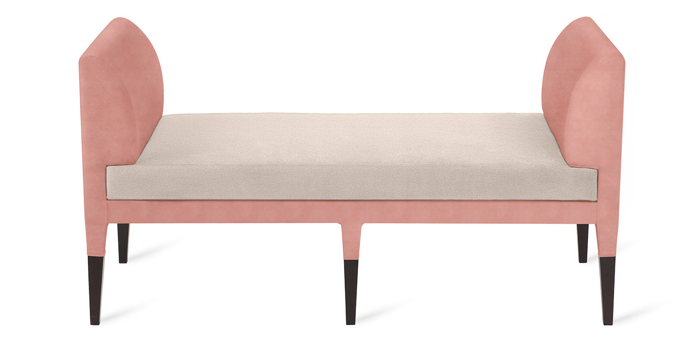 High-end upholstered bench by designer by Boston interior designer