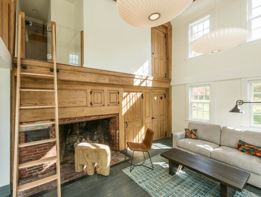 Original fireplace in a renovation by Merz Construction