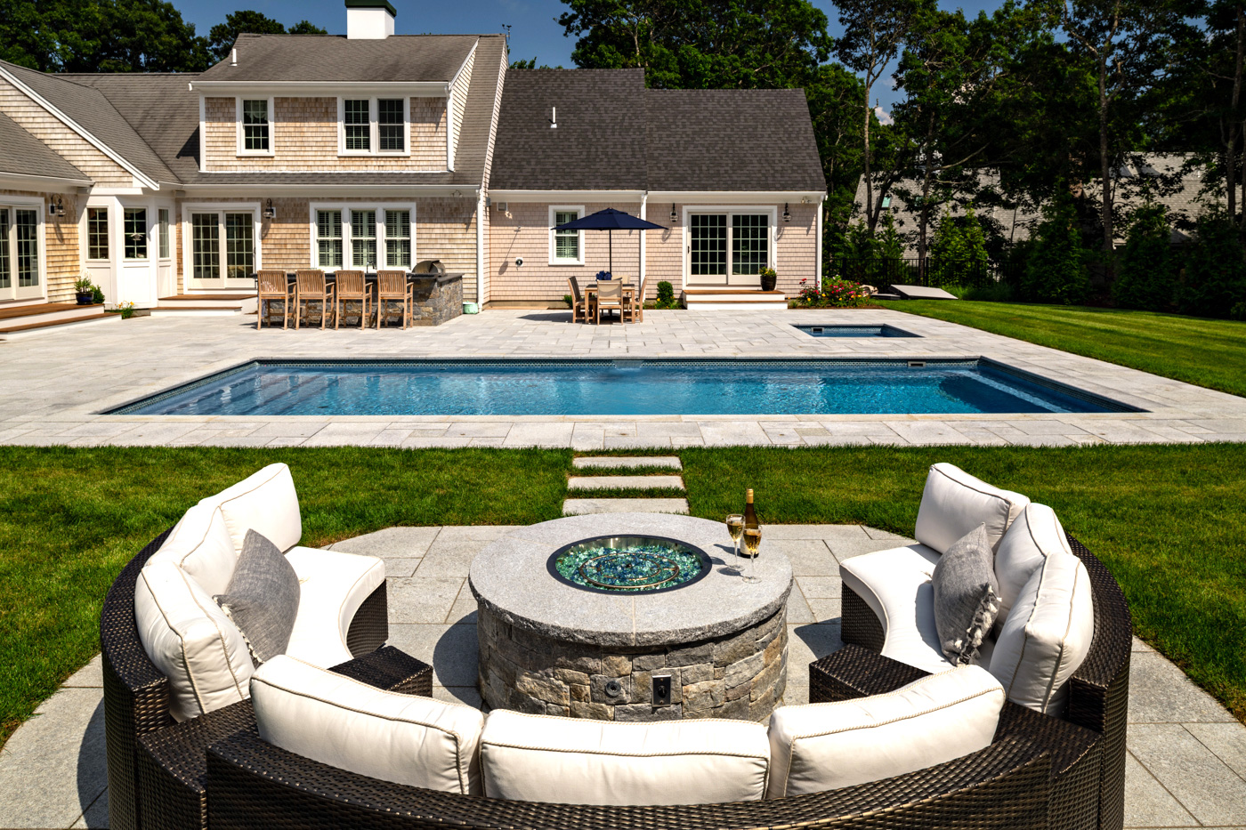 Pool and outdoor lounge area created by McPhee associates