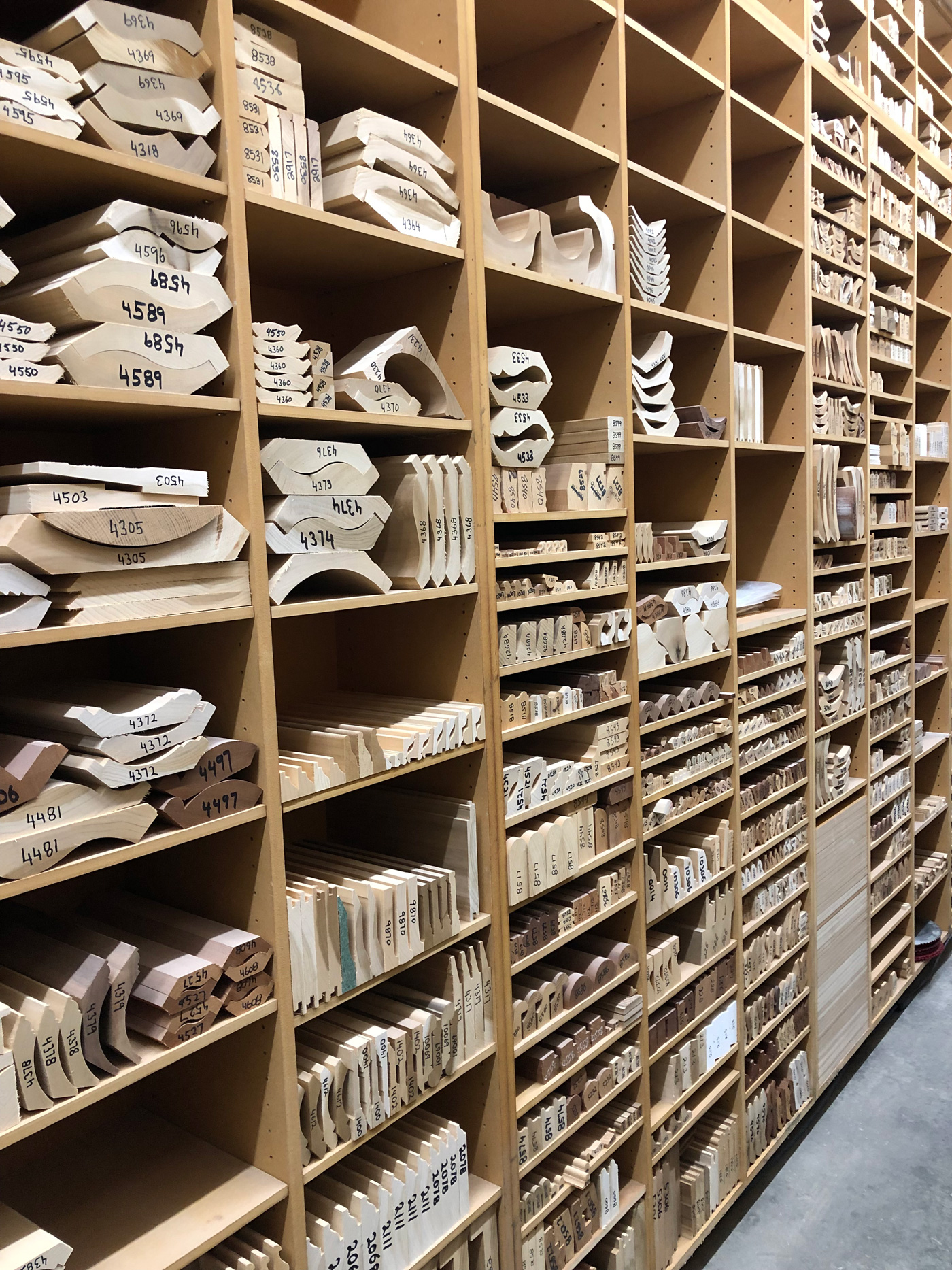 An incredible array of custom moldings at Fine Finish Inc. An incredible array of custom moldings at Fine Finish Inc.