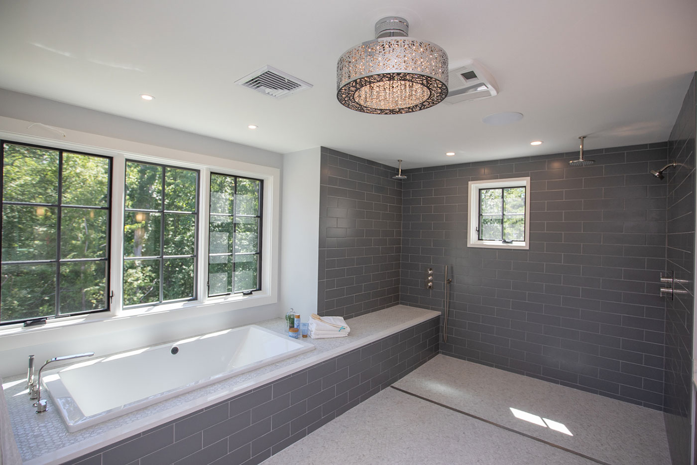 Master bathroom of a specially adapted smart home, constructed through the R.I.S.E. program of the Gary Sinise Foundation