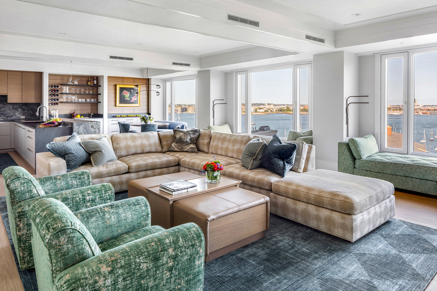 living area with views of the harbor