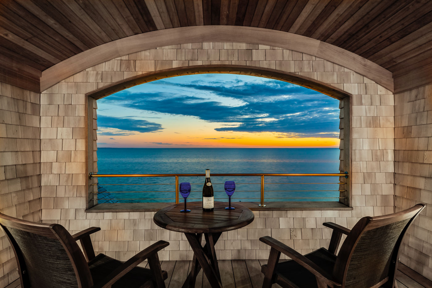 View of the Bay from Cape Cod Shingle Style Home