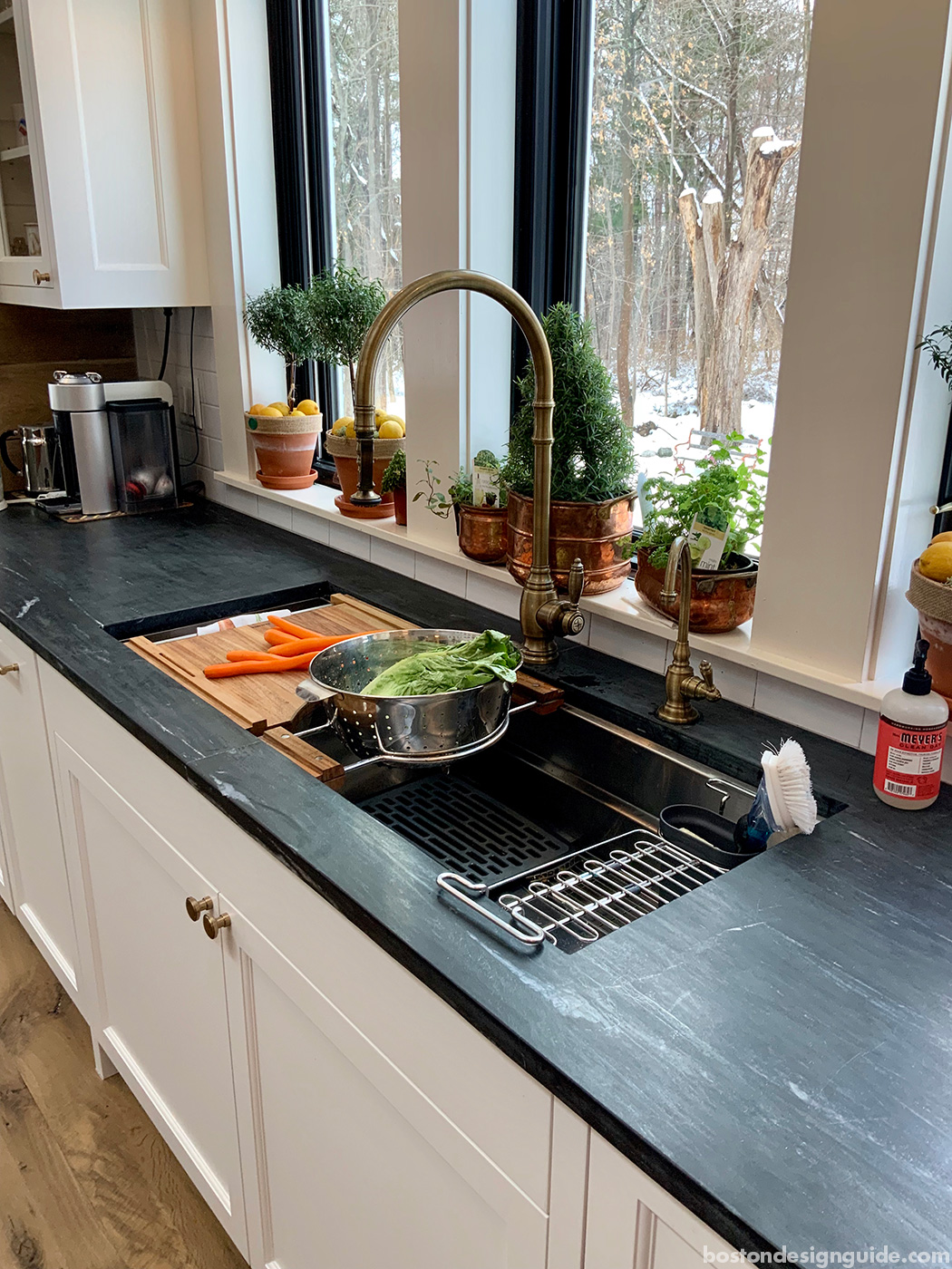 High-end kitchen renovation using the Kallista Multiere Stainless Steel Sink, available at Splash