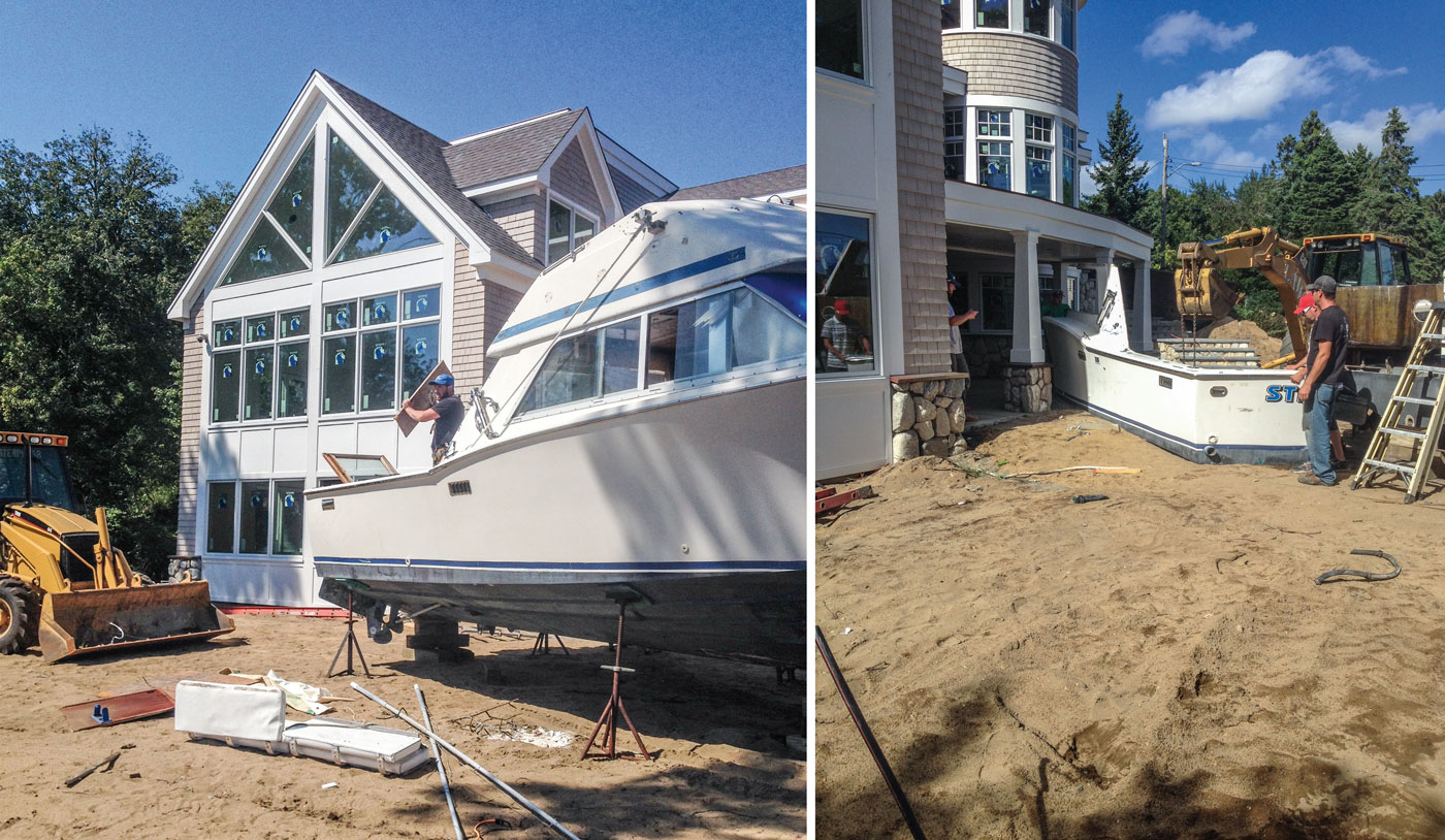 The making of boat bar for a Cape Cod home by Sand Dollar Customs high-end builder