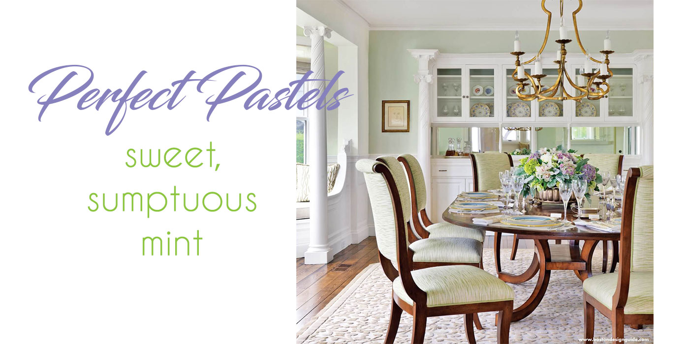 Pastel green dining room by Kotzen Interiors