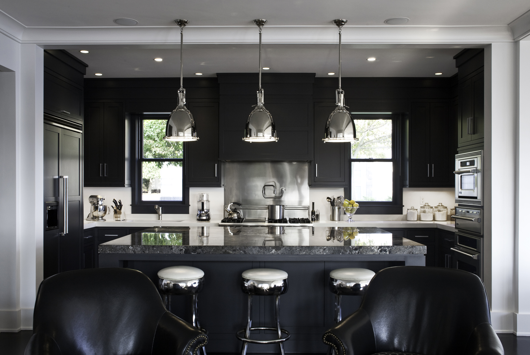high end interior design metallic kitchen design