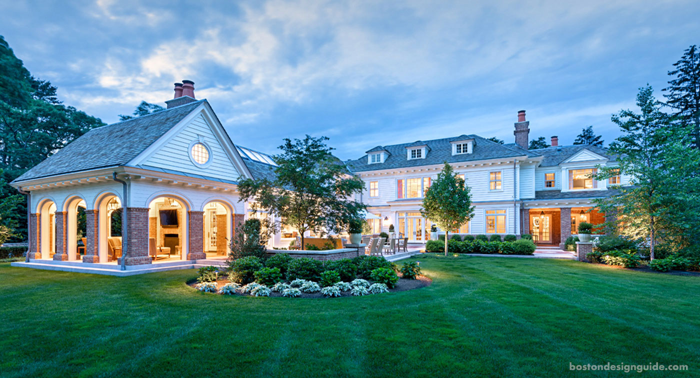 dusk shot of suburban boston home