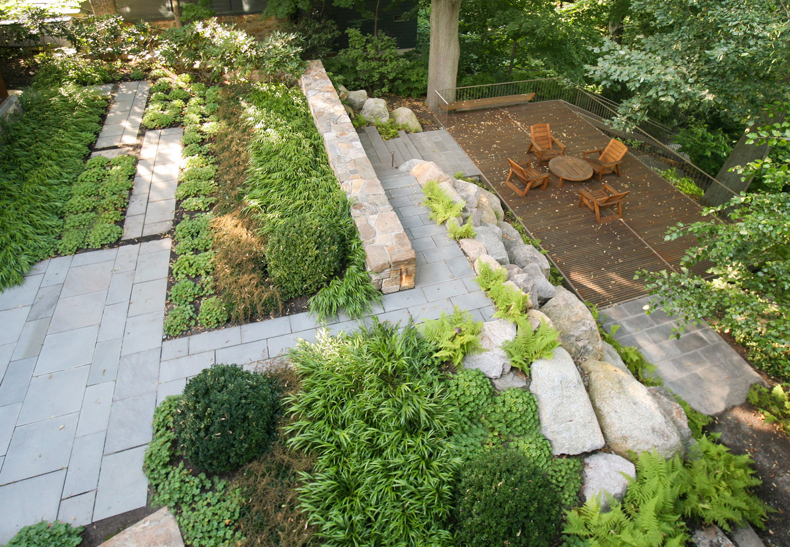 Woodland landscape setting by LeBlanc Jones Landscape Architects