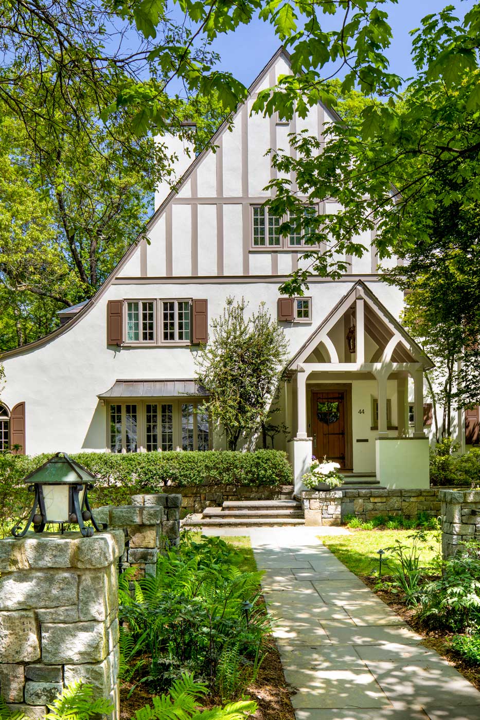 Front view of tudor revival home