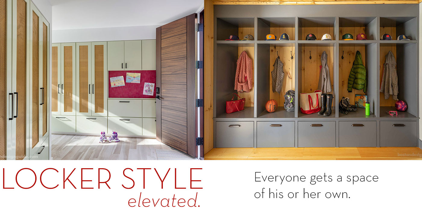 Examples of custom Locker Style New England mudrooms