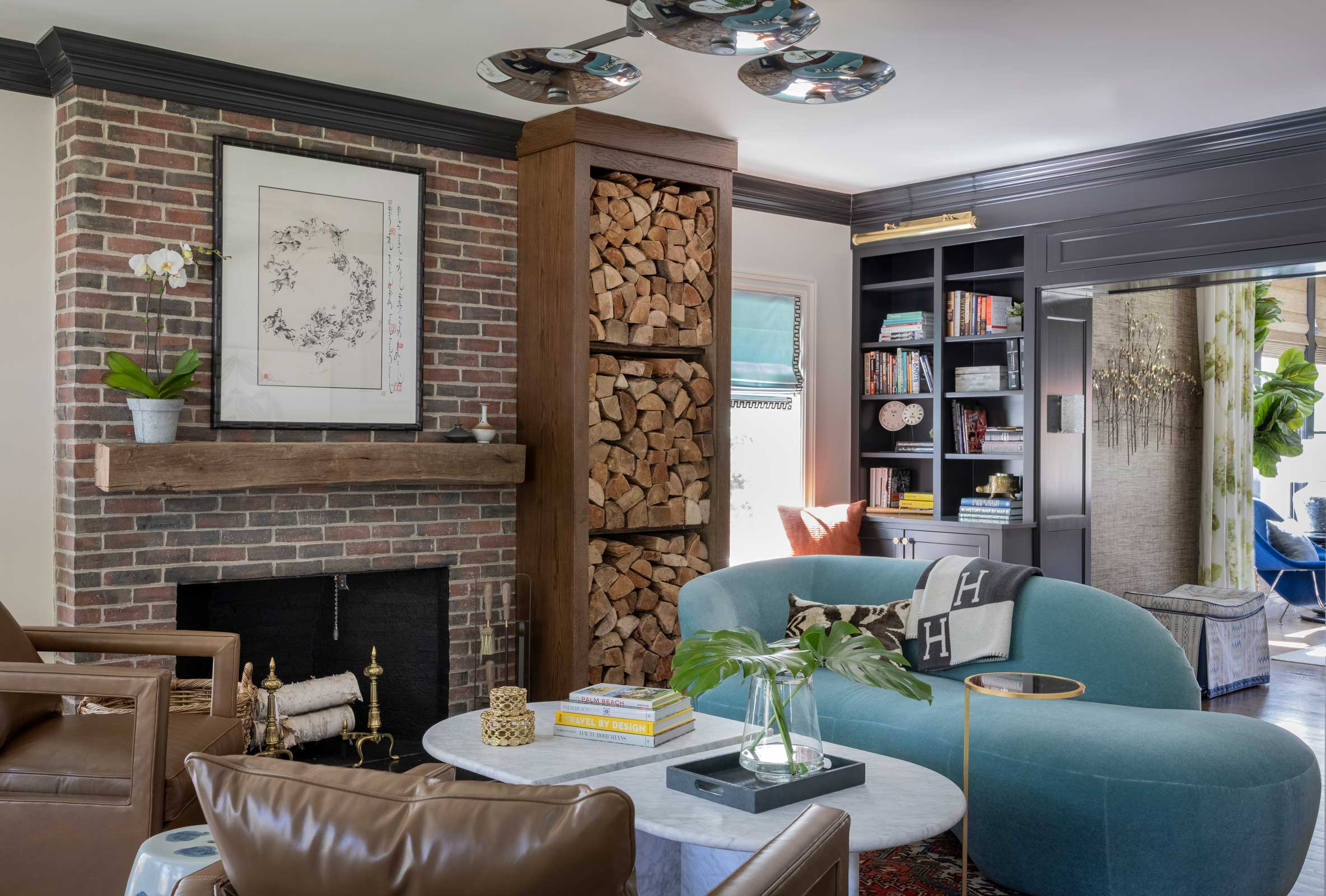 Designing the Perfect Vibe for a Boston Homeowner - Fireplace and family room