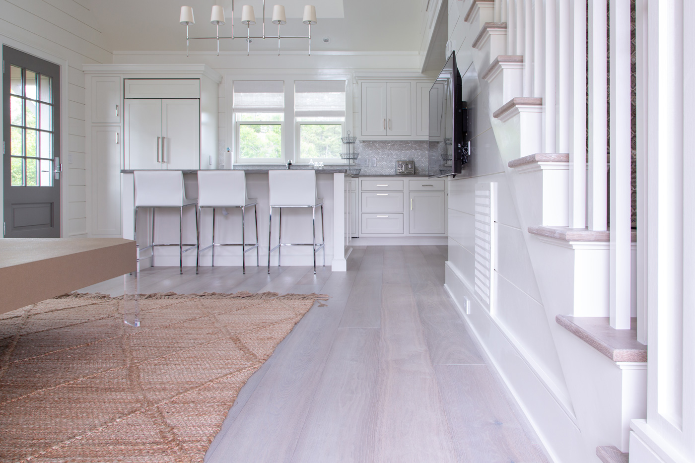 Engineered European white oak flooring with a Hoicks Hollow finish by Mac Davis Flooring