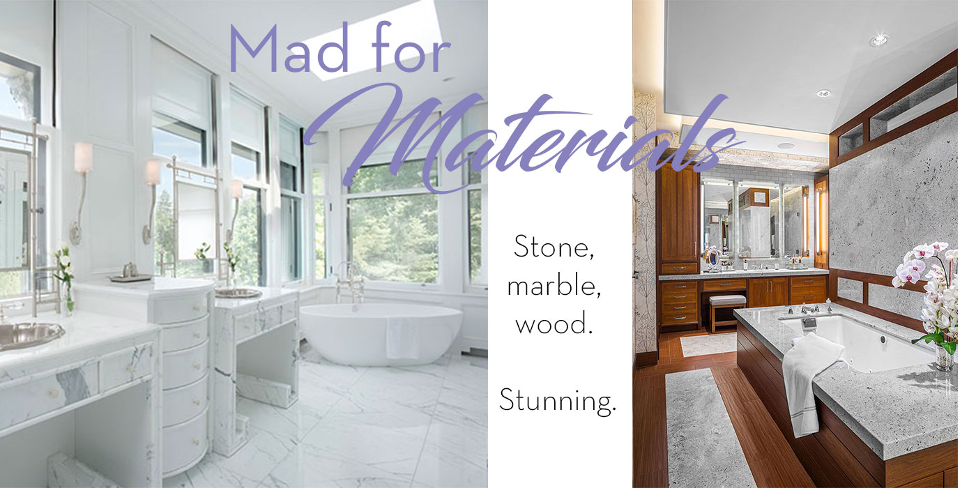 Custom master bathrooms with a stunning use of materials