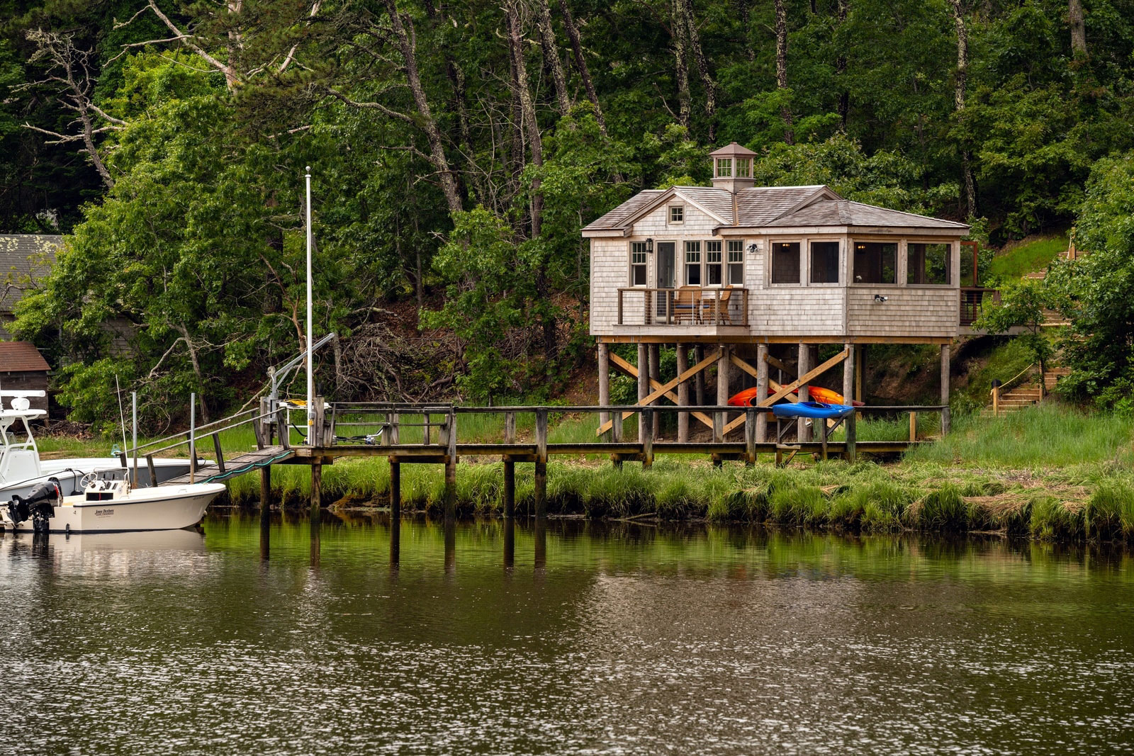 Custom Cape Cod boathouse by McPhee Associates of Cape Cod