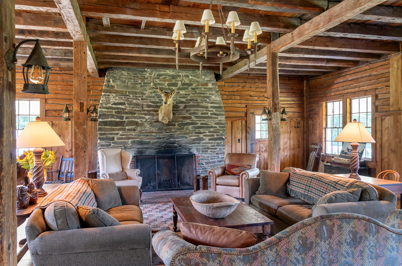 Rustic living room design by Michael Carter of Carter & Company