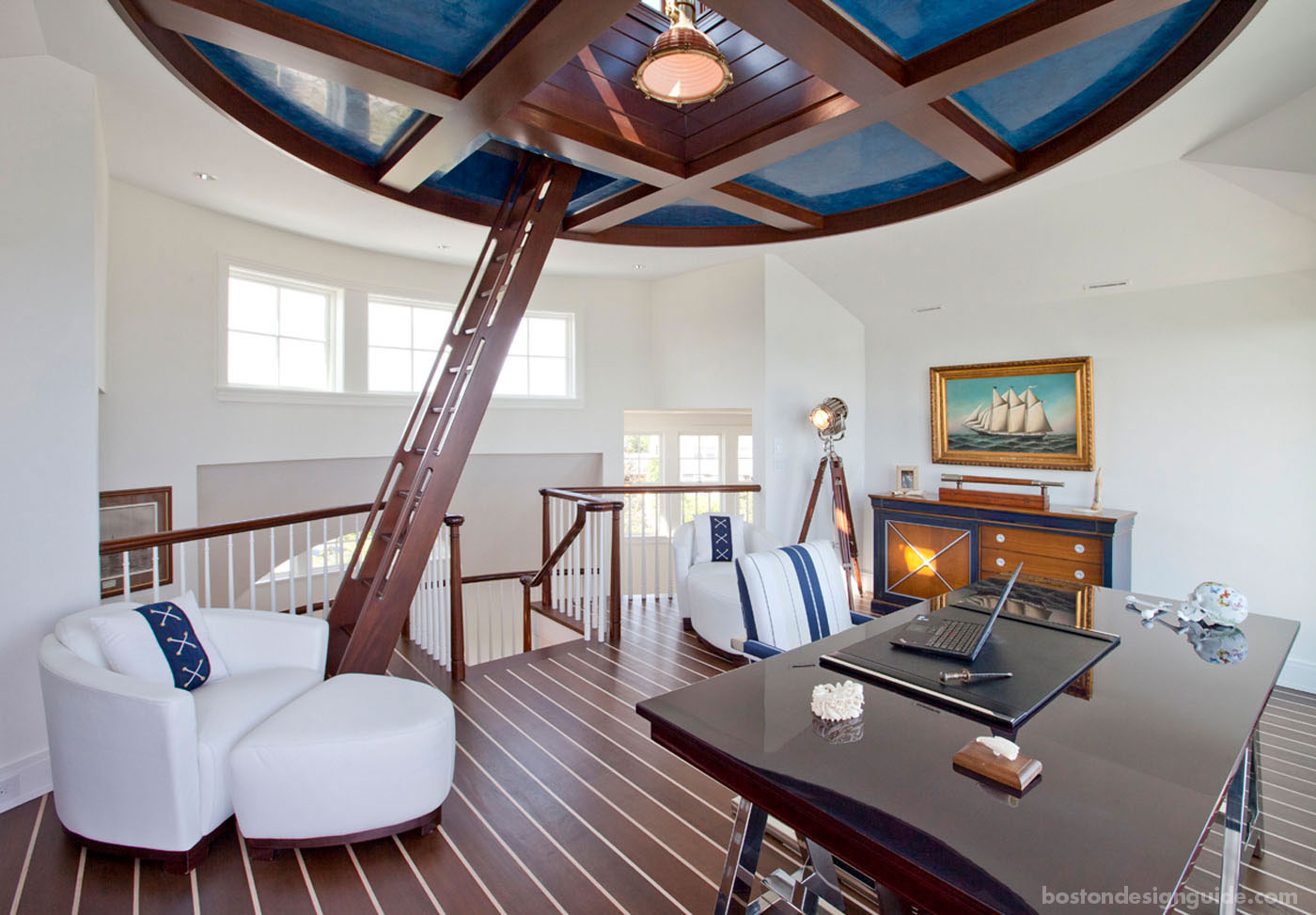 Nautical inspired teak office designed by Nicholaeff Architecture + Design