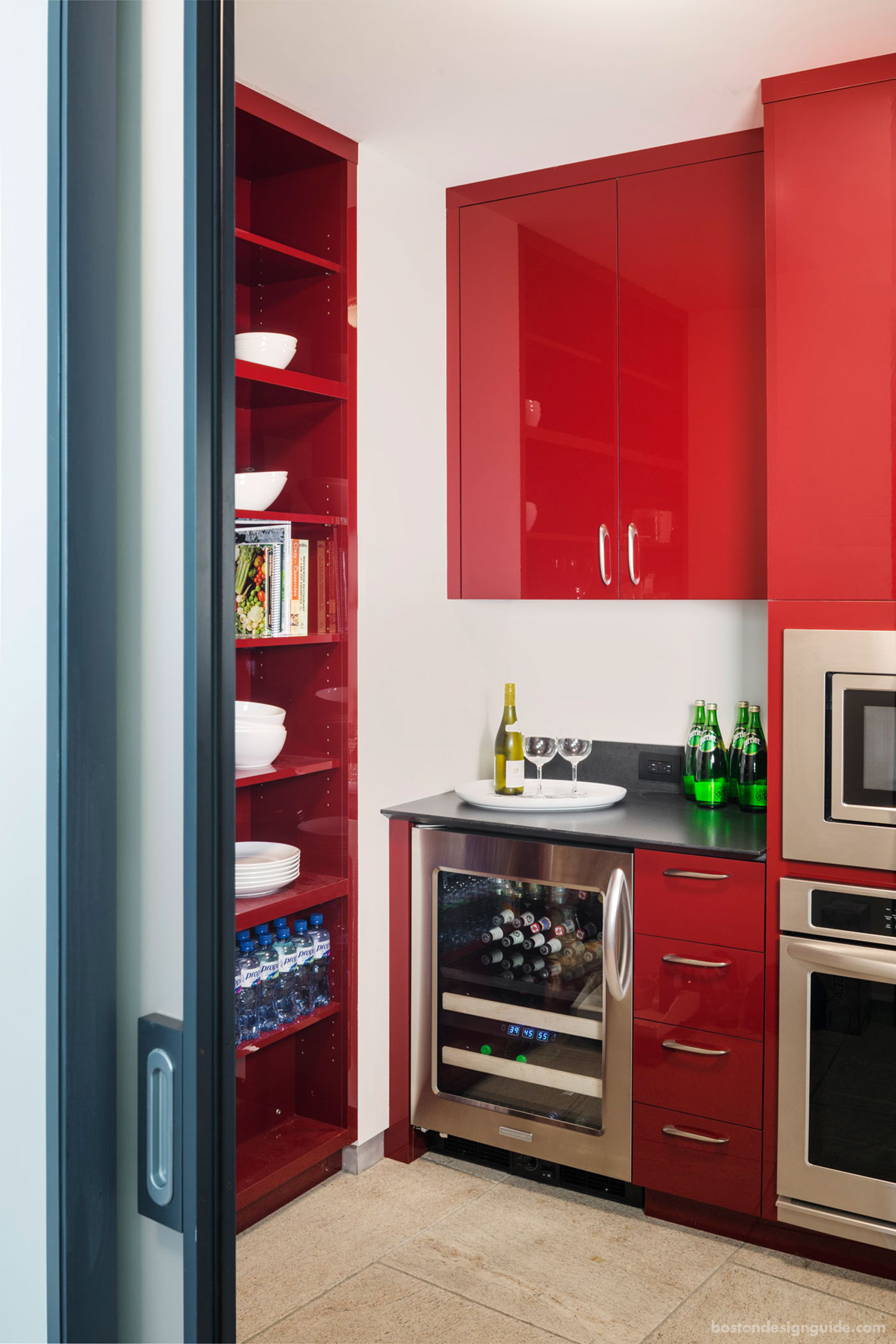 Custom red pantry by LDa Architecture & Interiors