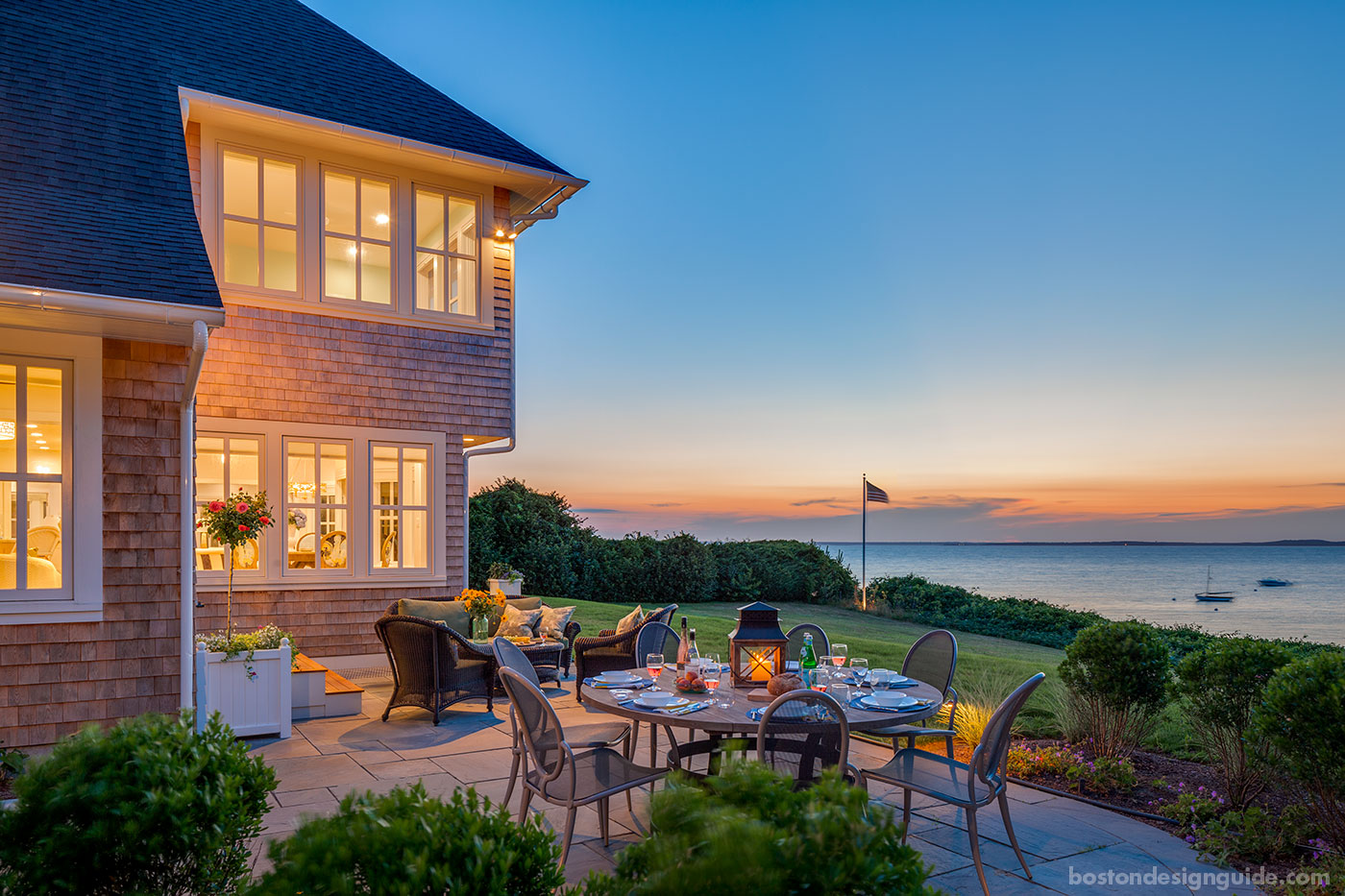 Cape Cod home with outdoor terrace by Polhemus Savery DaSilva Architects Builders PSD, photo by Brian Vanden Brink