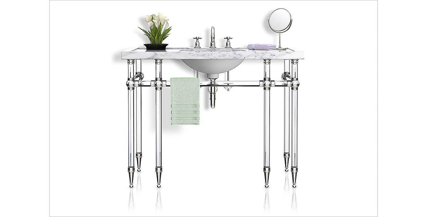 Palmer Industries custom lucite sink legs