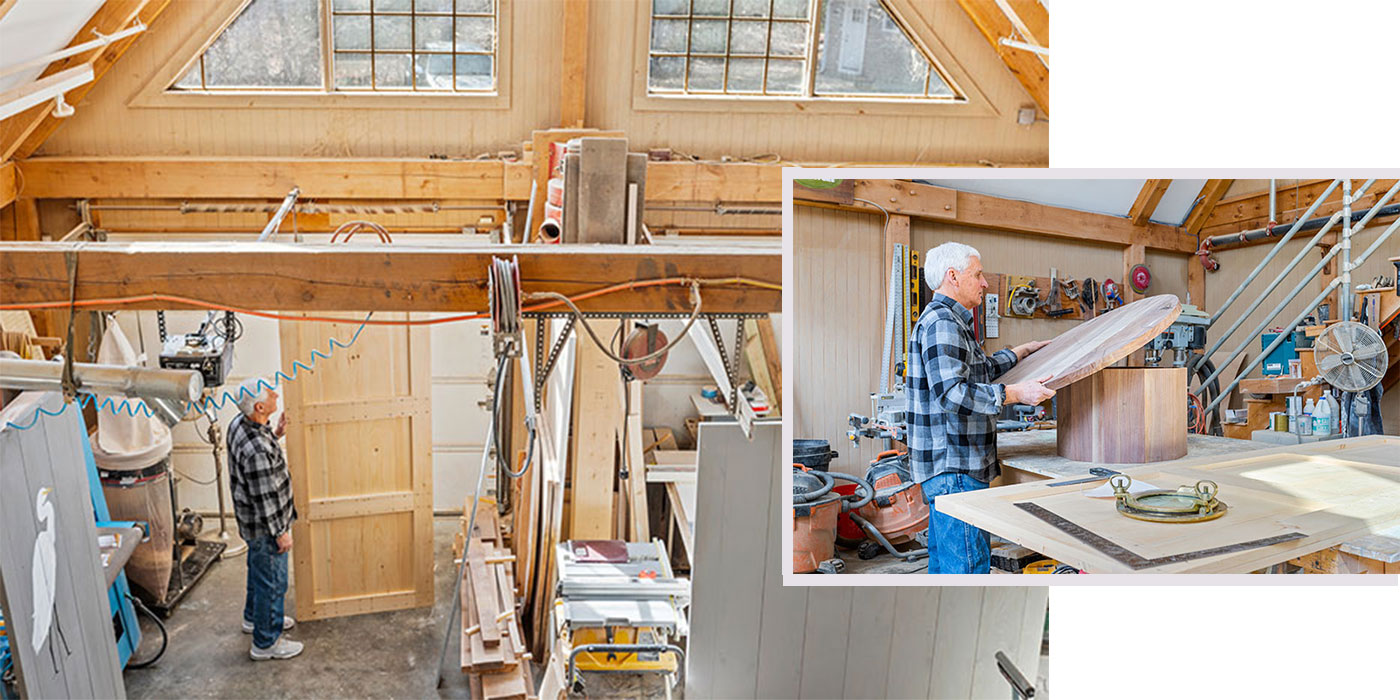 Ray Bachand of 60nobscot crafting a barn door and custom furniture