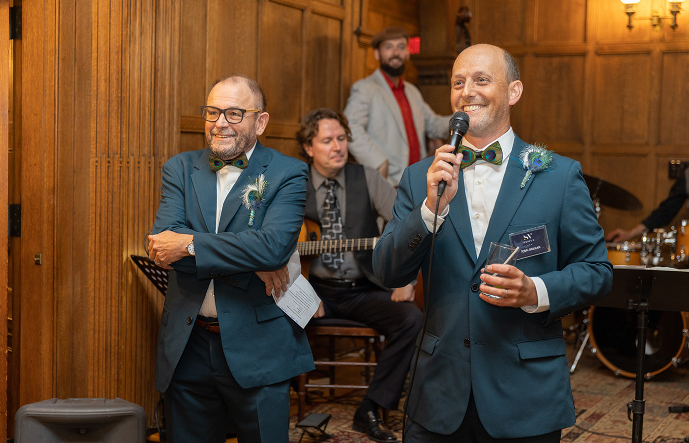 Thad Siemasko, SV Design Founding Principal (left) and Tobin Schulman, Principal, at the company’s recent 35th year celebration at Turner Hill in Ipswich. Photo: Marshall Dackert