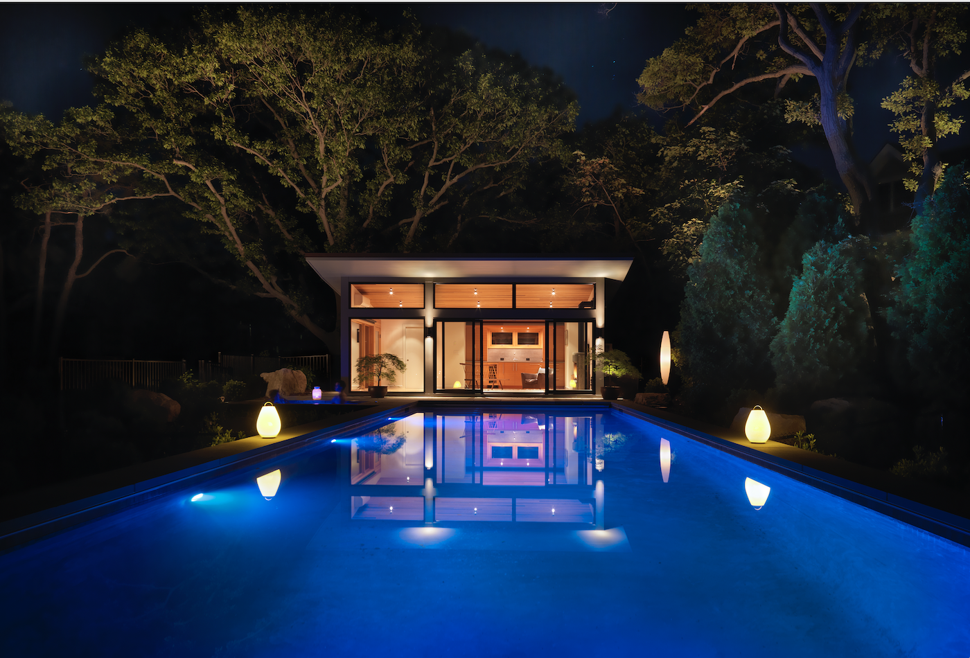 pool design, mood lighting, zen associates