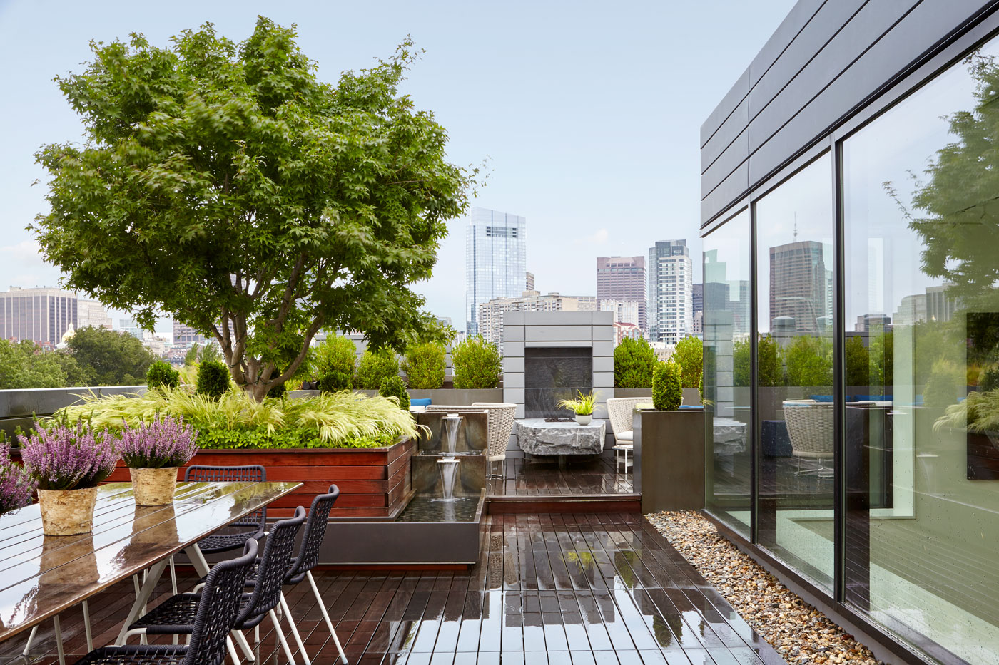 Roof deck with views of the city