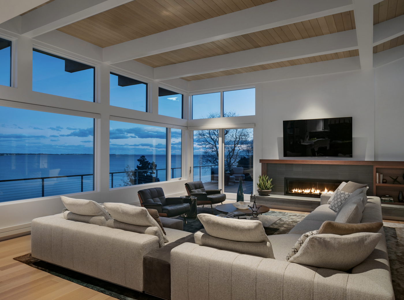 Taste Design Inc, Water View Living Room, Fireplace, Anthony Crisafulli