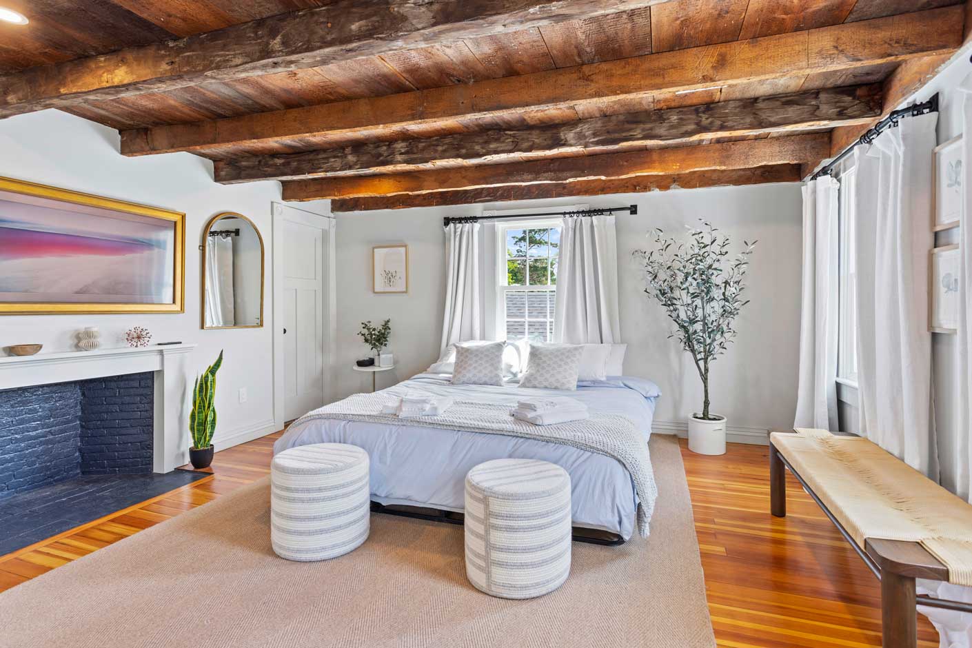 bedroom with wood ceiling