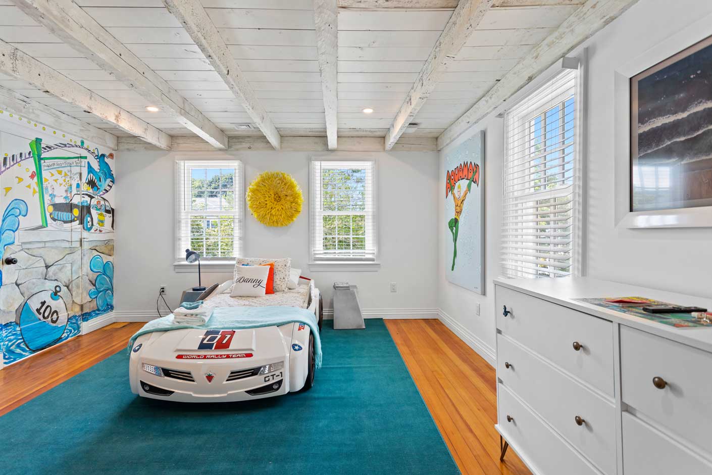 bedroom with race car bed