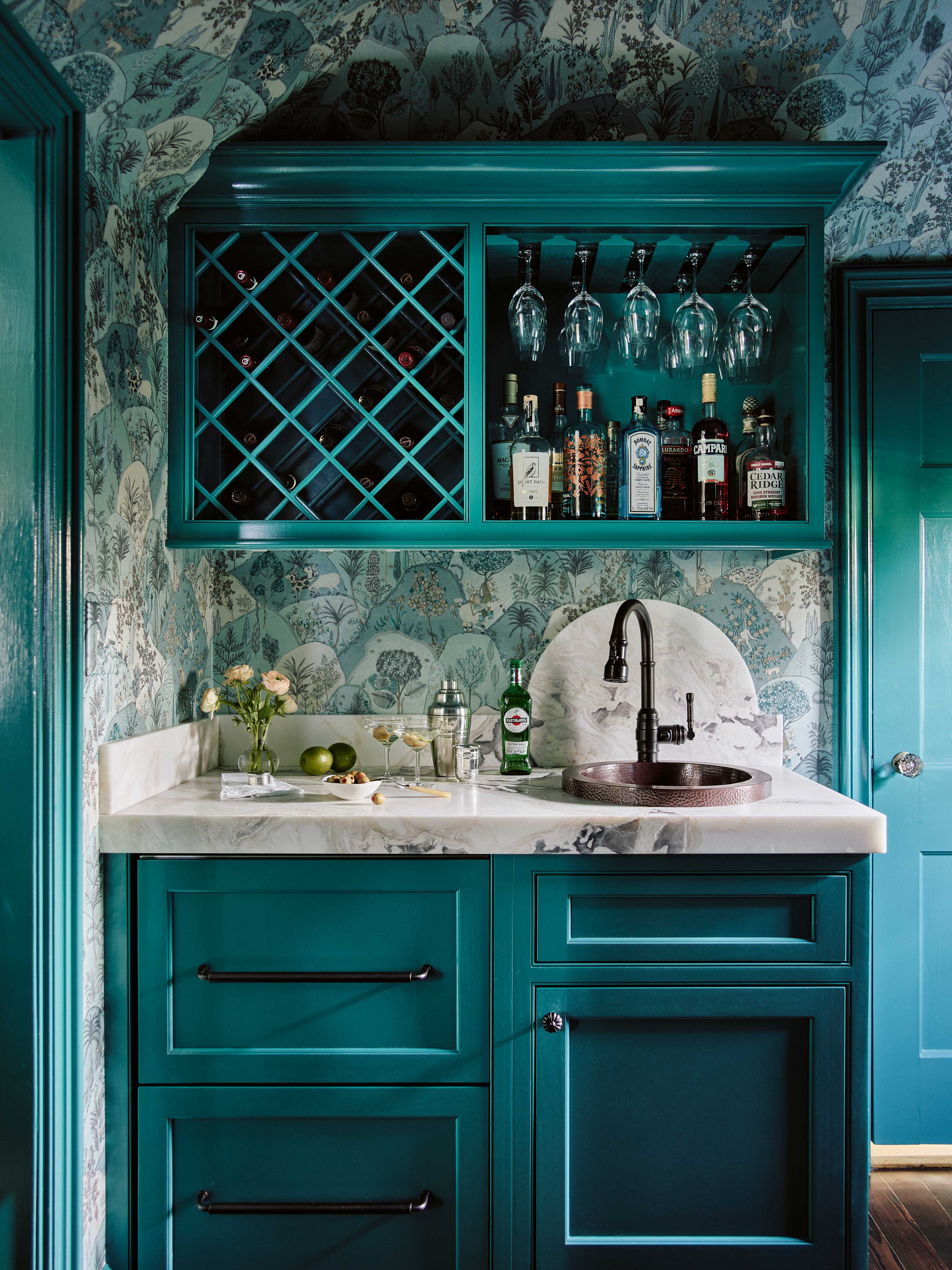 teal wet bar