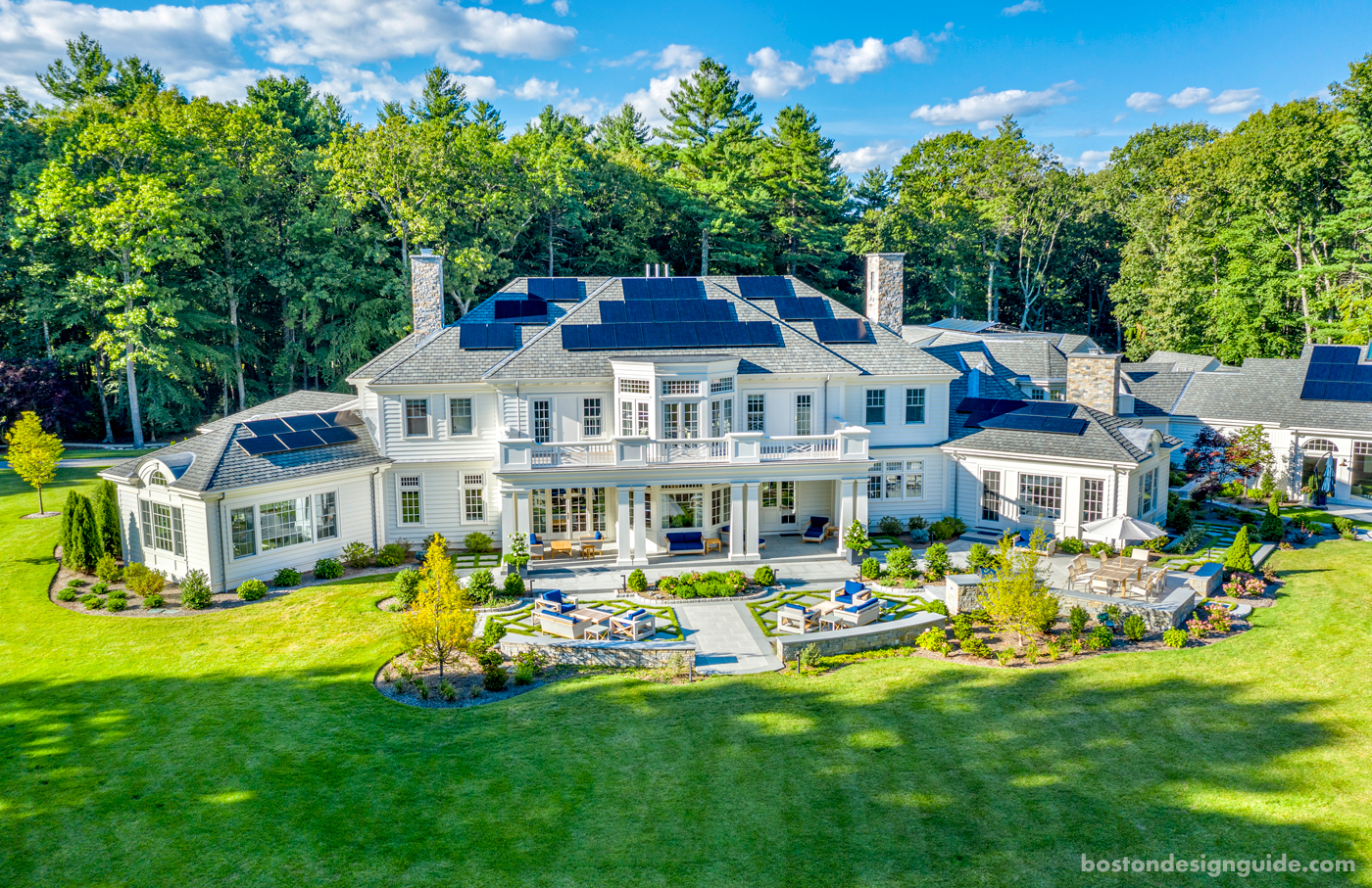 Rear view of a custom New England estate