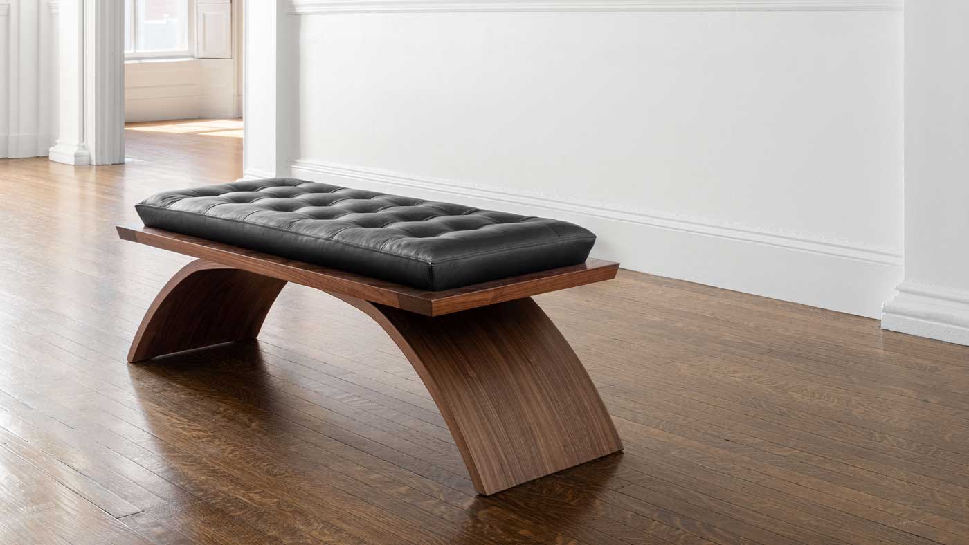 Thomas Moser wood bench with cushion
