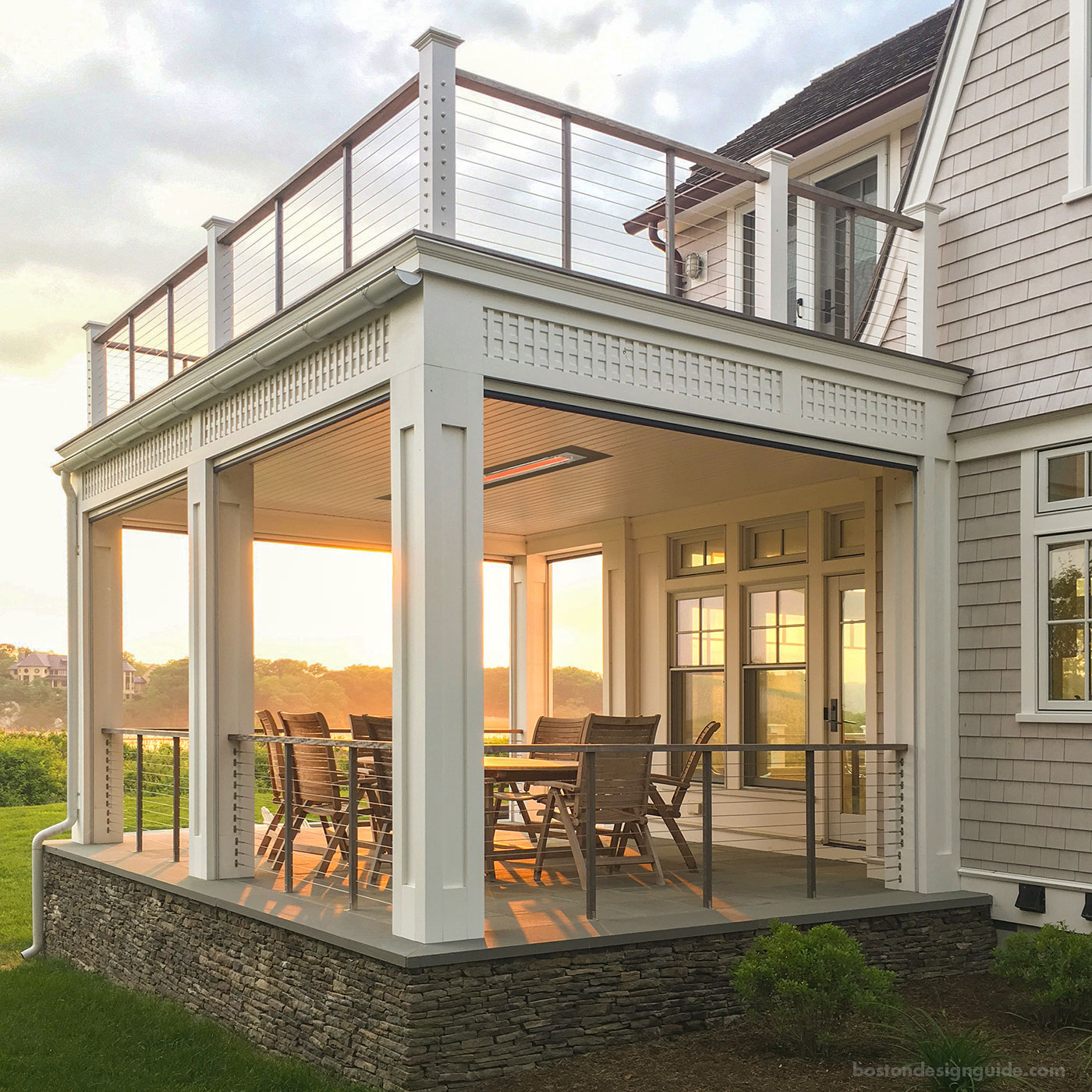 Classic Newport porch with an integrated heater by WKP Construction