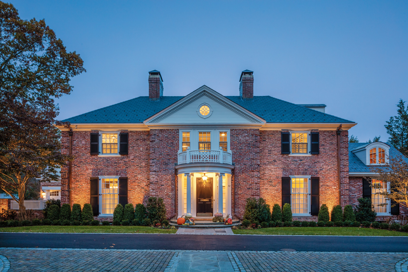 Front facade of a high-end custom renovation in the Boston suburbs