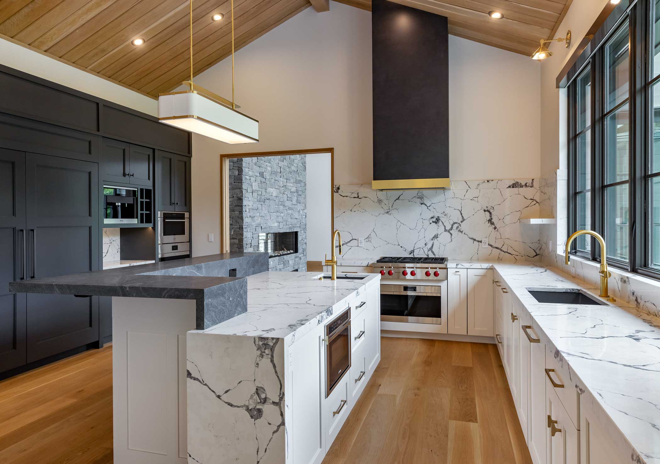 modern kitchen with big island